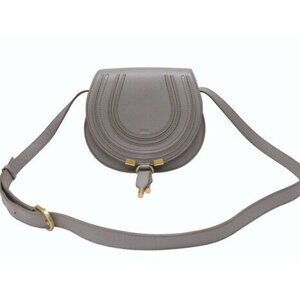 Chloe Marcie saddle bag shoulder grained leather greige